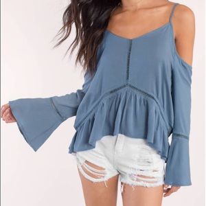 Amanda blue ladder trim top